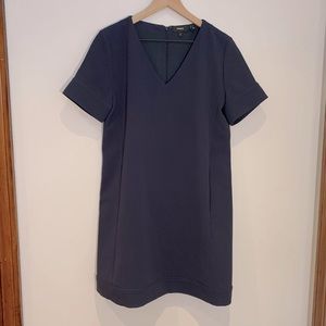 Theory Shift Dress Short Sleeve V Neck Navy 8
